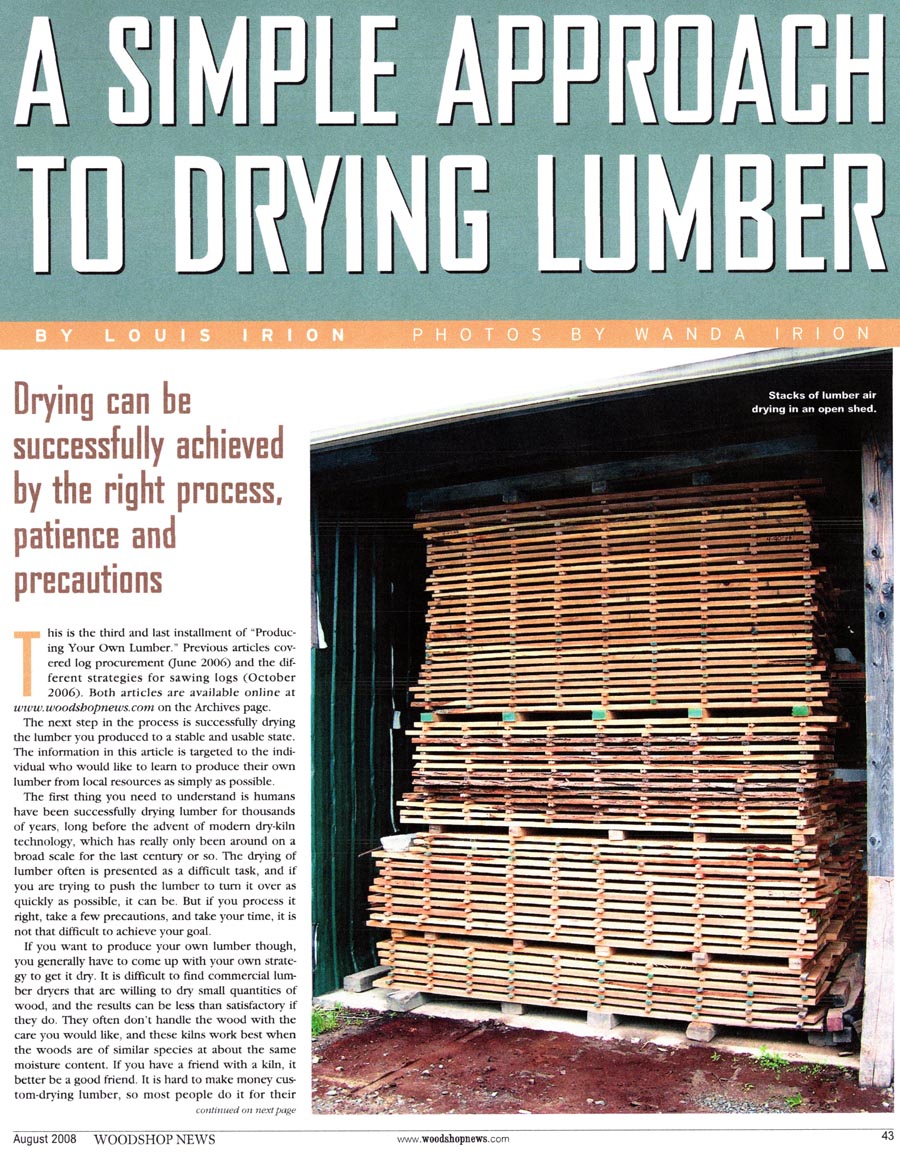 A Simple Approach to Drying Lumber Irion Lumber Company