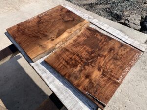 figured walnut panels, door panels, drawer panels
