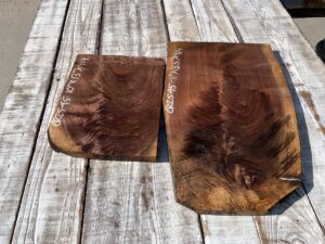 walnut crotches, drawer panels, door panels