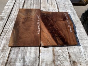 walnut crotches, figured panels, unsteamed walnut