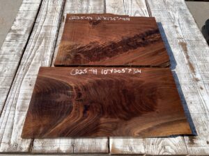 walnut crotches, figured panels, unsteamed walnut